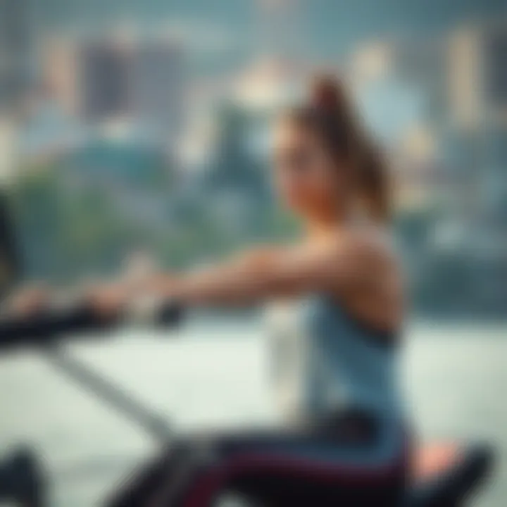 User Engaged in a Rowing Workout User engaged in a rowing workout