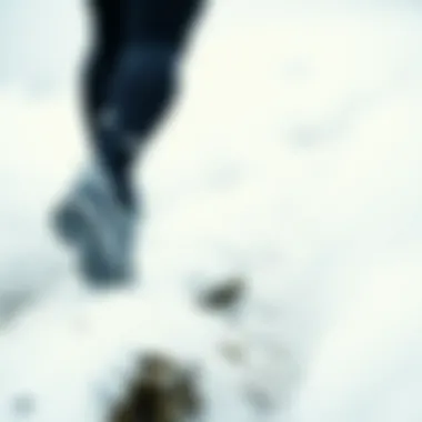 A runner navigating through a snowy trail wearing appropriate footwear