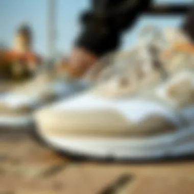 Close-up view of Sketcher sports shoes showcasing material quality