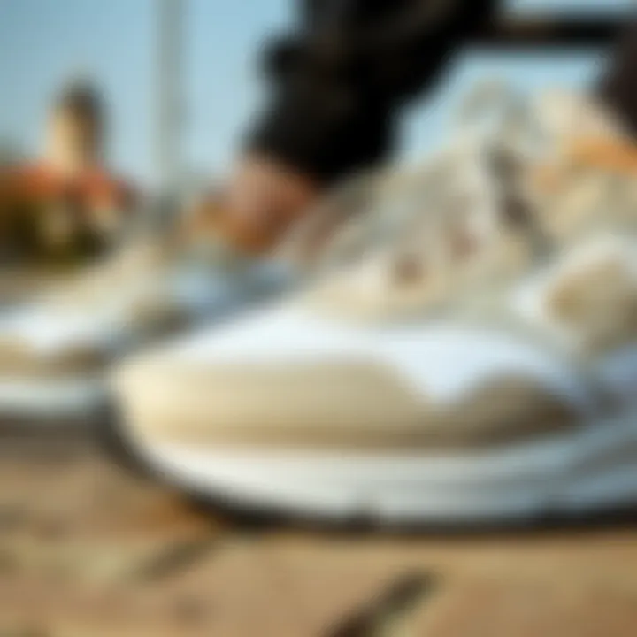 Close-up view of Sketcher sports shoes showcasing material quality