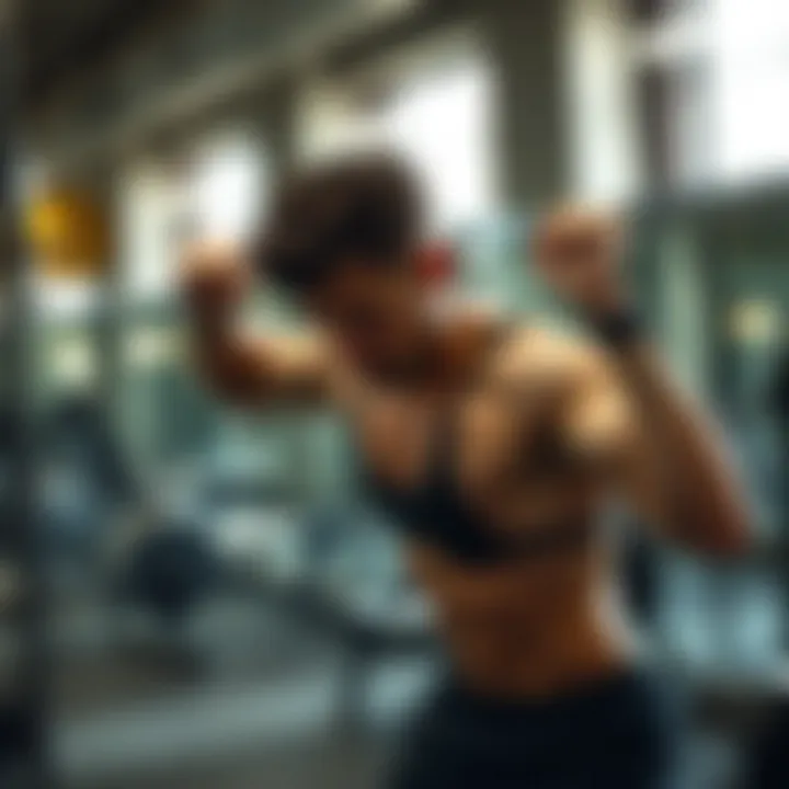 An individual engaging in a strength training workout in a gym