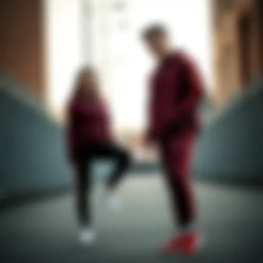 Stylish maroon sportswear ensemble showcasing modern athletic fashion.