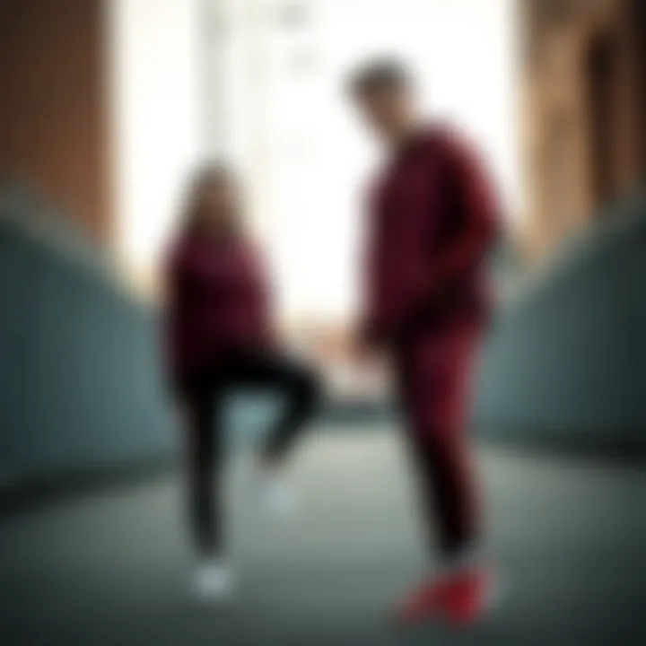 Stylish maroon sportswear ensemble showcasing modern athletic fashion.