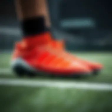 Close-up view of a sockless football boot showcasing its innovative design