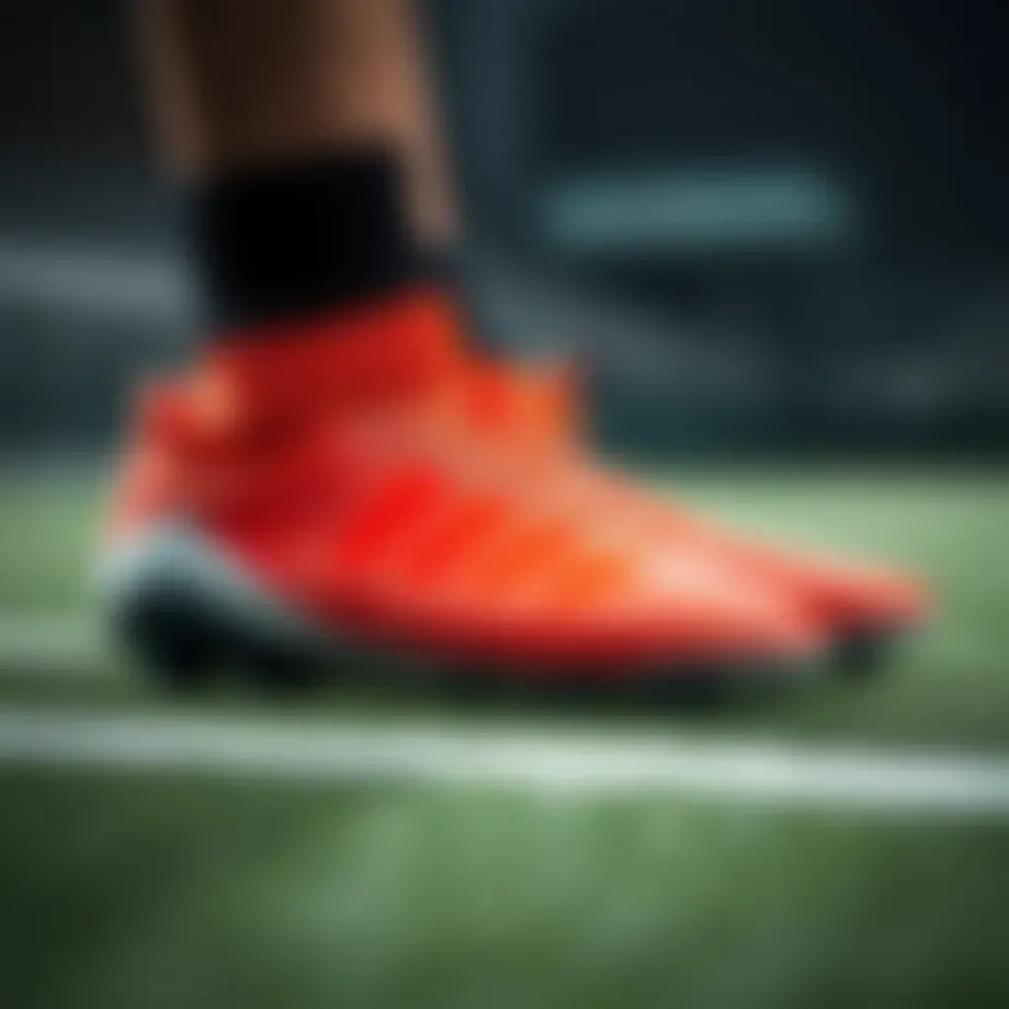 Close-up view of a sockless football boot showcasing its innovative design