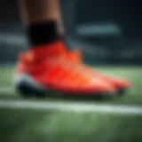 Innovative Design of Sockless Football Boots Close-up view of a sockless football boot showcasing its innovative design