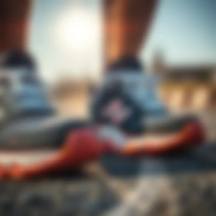 Advanced Cushioning Technology in Running Shoes Close-up of running shoes showcasing advanced cushioning technology