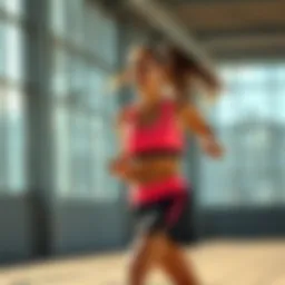 A stylish athlete wearing a sports skirt during a workout session.