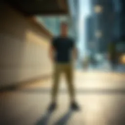 Stylish polyester joggers in a modern urban setting