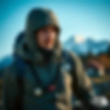 A hiker wearing a softshell jacket during a cold hike