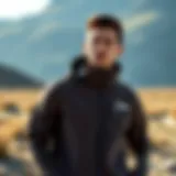 The North Face softshell jacket in an outdoor setting