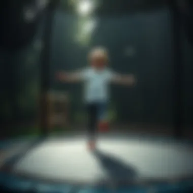 Child practicing balance on a trampoline