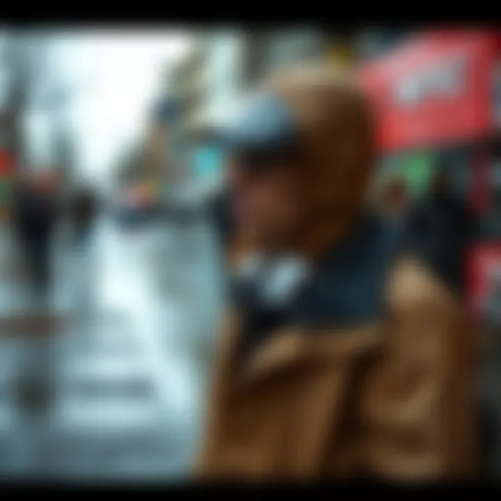 Combination of urban outfit with a raincoat