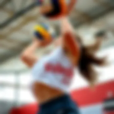 Serve Execution in Volleyball A close-up of a volleyball serve execution