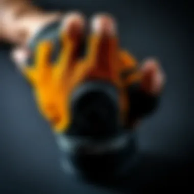 Detailed view of weight gloves showcasing material quality