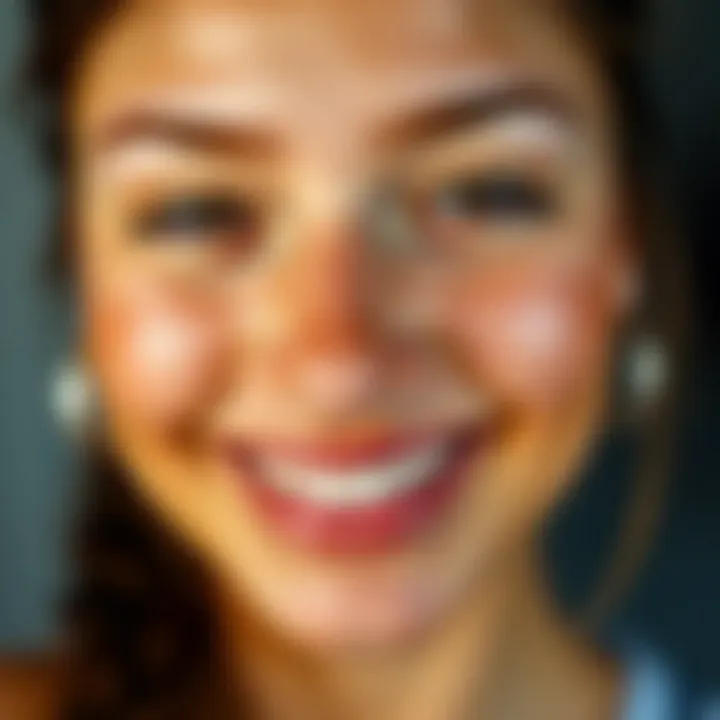 Close-up of a smiling face showcasing the results of cheek exercises
