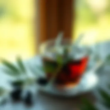 Savoring Olive Leaf Tea Cup of olive leaf tea with natural elements